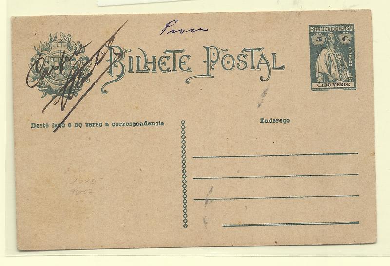 0535.jpg -     Lote:    535            Cabo Verde       Descrição:         1926 &mdash; Ceres. OM18, 5c. Prova em verde, (cor não aprovada) em vez de azul. Inscrições manuscritas "prova" e " Confere" com rubrica. MR.         PRV       Valor Base:     &euro; 75,00     Valor Venda:     &euro;      