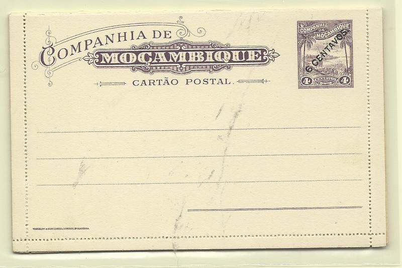 0585.jpg -     Lote:    585            Companhia de Moçambique       Descrição:         1920 &mdash; Motivos locais, com selos gravados a talhe doce. Bilhetes-Cartas. OM 12/14. Novos. Muito bem conservados. B e R.         IN       Valor Base:     &euro; 20,00     Valor Venda:     &euro;      
