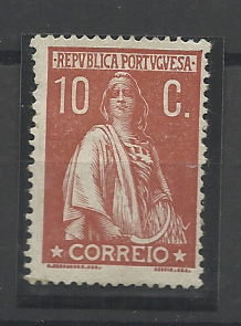 1190.jpg -     Lote:    1190            Portugal       Descrição:         1912 &mdash; Ceres. CE215, 15 c tijolo, denteado 15x14, papel porcelana. Valor de catálogo &euro; 251,00.         **       Valor Base:     &euro; 25,00     Valor Venda:     &euro;      