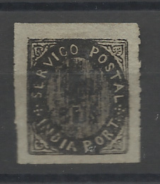 1413.jpg -     Lote:    1413            Índia       Descrição:         1871 &mdash; Nativos. Tipo II. CE8, 10 reis preto. Valor de catálogo &euro; 500,00.         *       Valor Base:     &euro; 80,00     Valor Venda:     &euro;      