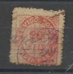 1414.jpg -     Lote:    1414            Índia       Descrição:         1871 &mdash; Nativos. Tipo II. CE9, 20 reis. CE9, 20 reis vermelho, papel espesso. Valor de catálogo &euro; 175,00.         O       Valor Base:     &euro; 20,00     Valor Venda:     &euro;      