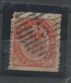 1420.jpg -     Lote:    1420            Índia       Descrição:         1873 &mdash; Nativos. Tipo IA. CE17, 20 reis laranja vermelho. Obliterado com carimbo numérico "5 &mdash; Margão". Valor de catálogo &euro; 220,00.         O       Valor Base:     &euro; 40,00     Valor Venda:     &euro;      
