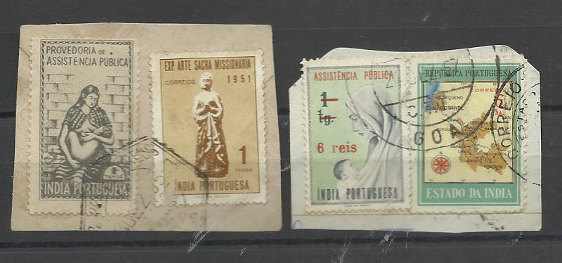 1478.jpg -     Lote:    1478            Índia       Descrição:         1952/58 &mdash; Imposto Postal. Assistência Pública. Lote com dois fragmentos com os selos CE IP10, 1T cinzento + outro com CE IP16 6 reis s/ 1T.         FRG       Valor Base:     &euro; 12,00     Valor Venda:     &euro;      