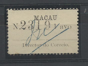 1494.jpg -     Lote:    1494            Macau       Descrição:         1911 &mdash; Tipo "Etiqueta". CE147, 1 avo preto, em papel avergoado. Valor de catálogo &euro; 540,00.         *       Valor Base:     &euro; 200,00     Valor Venda:     &euro;      