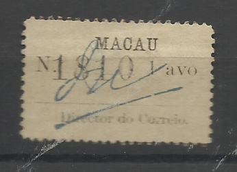 1495.jpg -     Lote:    1495            Macau       Descrição:         1911 &mdash; Tipo "Etiqueta". CE147, 1 avo preto, papel avergoado. Valor de catálogo &euro; 540,00.         *       Valor Base:     &euro; 125,00     Valor Venda:     &euro;      
