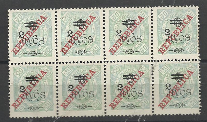 1503.jpg -     Lote:    1503            Macau       Descrição:         1919 &mdash; D. Carlos I tipo Diogo Neto com sobrecarga REPUBLICA tipografada localmente. CE245, 2 s/ 8 avos s/ 80 reis verde claro. Valor de catálogo &euro; 400,00.         *       Valor Base:     &euro; 40,00     Valor Venda:     &euro;      