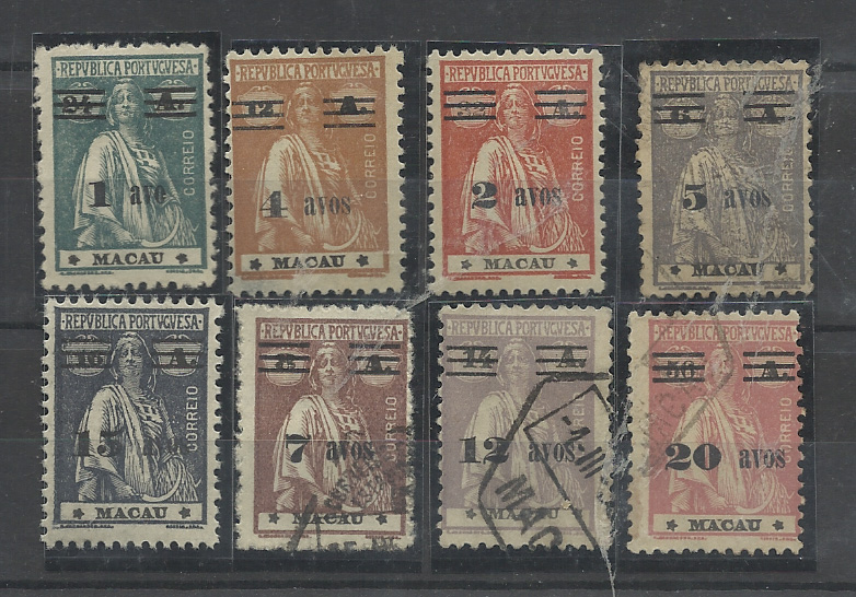 1504.jpg -     Lote:    1504            Macau       Descrição:         1931/33 &mdash; Ceres, com sobretaxa. CE260/267. Valor de catálogo &euro; 120,00.         O       Valor Base:     &euro; 20,00     Valor Venda:     &euro;      