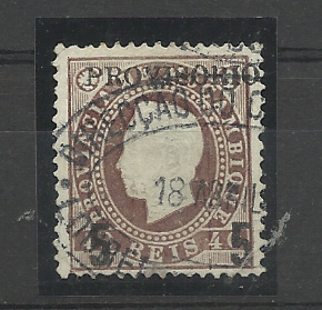 1524.jpg -     Lote:    1524            Moçambique       Descrição:         1893 &mdash; D. Luís I. Fita direita, com sobretaxa. CE27, 5 reis s/ 40 reis castanho. Sobrecarga tipo 4 e com algarismo "5" com 5mm de altura. Ligeira transparência. Valor de catálogo &euro; 260,00.         O       Valor Base:     &euro; 50,00     Valor Venda:     &euro;      