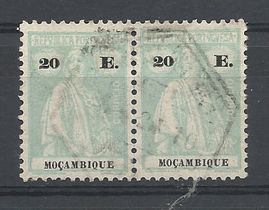 1533.jpg -     Lote:    1533            Moçambique       Descrição:         1926 &mdash; Ceres. CE259, 20E azul turquesa. Par horizontal. Valor de catálogo &euro; 60.00.         O       Valor Base:     &euro; 15,00     Valor Venda:     &euro;      