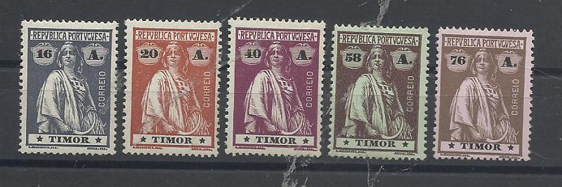 1608.jpg -     Lote:    1608            Timor       Descrição:         1913 &mdash; Ceres. CE170/174, 16, 20, 40, 59 e 70 avos. Papel porcelana, denteado 15x14. Valor de catálogo &euro; 76,00.         ***/**       Valor Base:     &euro; 25,00     Valor Venda:     &euro;      