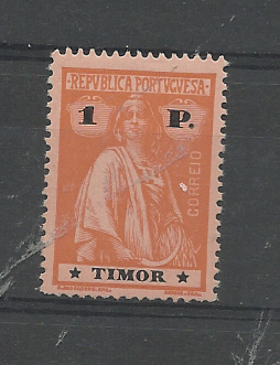 1609.jpg -     Lote:    1609            Timor       Descrição:         1913 &mdash; Ceres. CE175, 1P laranja s/ salmão, papel porcelana, denteado 15x14, estrelas I/I. Valor de catálogo &euro; 24,00.         **       Valor Base:     &euro; 12,00     Valor Venda:     &euro;      