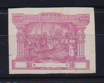 0036.jpg -     Lote:    36      J. M. Castanheira da Silveira (1ª parte)      Porteado       Descrição:         1898 &mdash; Porteado. IV Centenário do Descobrimento do Caminho Marítimo para a Índia Prova não denteada em lilás, sem impressão do valor e da legenda "CONTINENTE". .         PRV       Valor Base:     &euro; 15,00     Valor Venda:     &euro; 46,00       