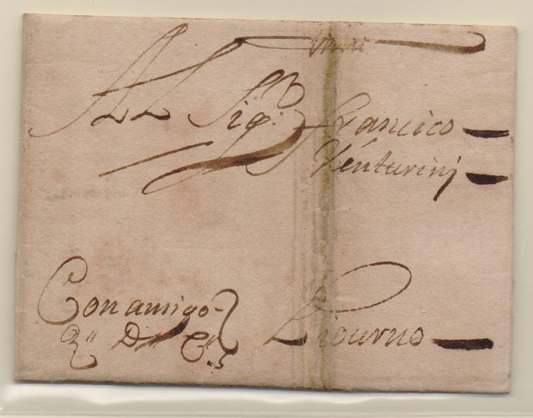 0230.jpg -     Lote:    230            Portugal       Descrição:         Correios-Mores. Carta circulada de Lisboa (18.10.1686 para Livorno.         Carta       Valor Base:     &euro; 25,00     Valor Venda:     &euro; 42,00       