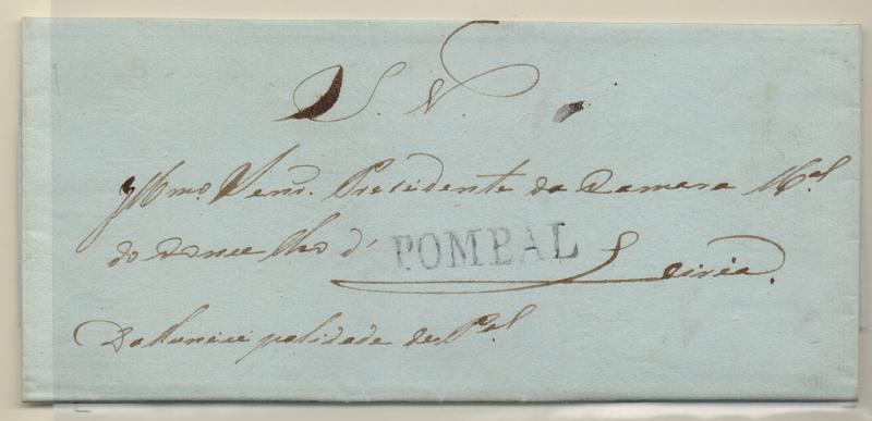 0287.jpg -     Lote:    287            Portugal       Descrição:         Pombal &mdash; A preto, GM PBL2 a preto em carta datada de Pombal (16.01.39) para Leiria isenta de porte.         Carta       Valor Base:     &euro; 20,00     Valor Venda:     &euro; 30,00       