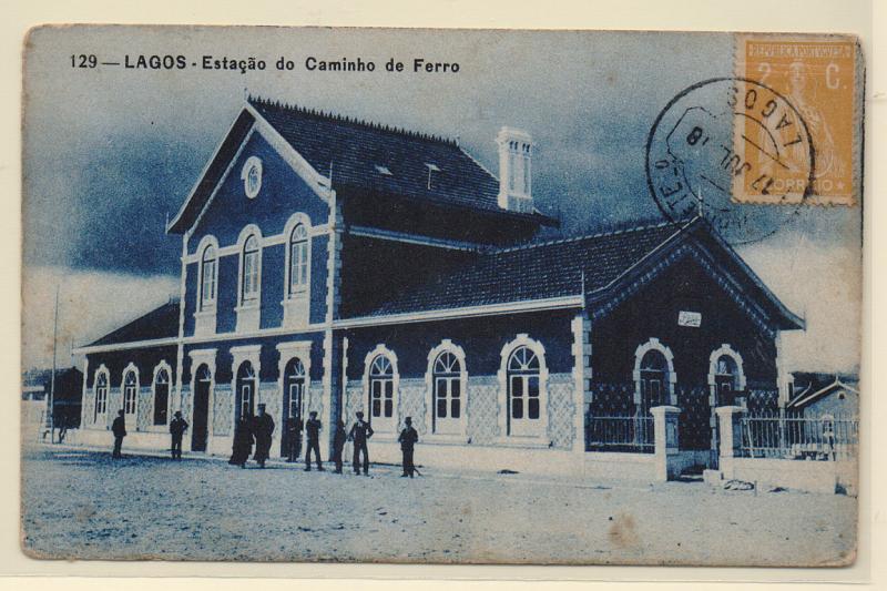 0489.jpg -     Lote:    489                   Descrição:         Lagos. Estação do Caminho de Ferro. Circulado com selo Ceres de 2C obliterado com carimbo de Lagos.         PI       Valor Base:     &euro; 8,00     Valor Venda:     Retirado     