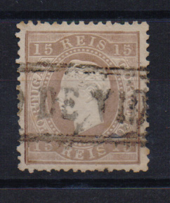 0924.jpg -     Lote:    924            Portugal       Descrição:         Carimbos nominativos. 1870/76 &mdash; D. Luís I, fita direita. CE38, 15 reis castanho, denteado 12 &frac12;. Obliterado com carimbo batido a preto "CASTELO DE VIDE".         O       Valor Base:     &euro; 12,00     Valor Venda:     &euro; 18,00       