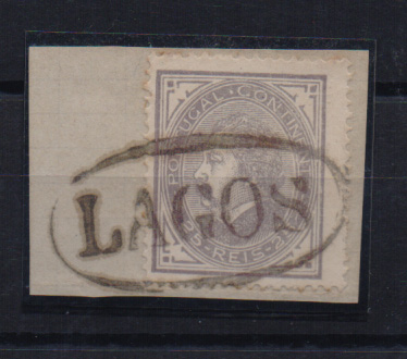 0968.jpg -     Lote:    968            Portugal       Descrição:         Carimbos nominativos. 1880/81 &mdash; D. Luís. De perfil. CE54, 25 reis cinzento em fragmento obliterado com carimbo batido a preto "LAGOS".         FRG       Valor Base:     &euro; 12,00     Valor Venda:     &euro; 24,00       