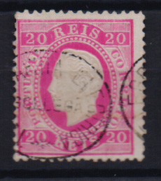 1068.jpg -     Lote:    1068            Portugal       Descrição:         Carimbos da telegrafia eléctrica.1884 &mdash; D. Luís I, fita direita. CE66, 20 reis denteado 12 &frac12;. Selo obliterado com carimbo batido a preto "TELEGRAPHIA ELECTRICA / GOLEGAN".         O       Valor Base:     &euro; 15,00     Valor Venda:     &euro; 18,00       