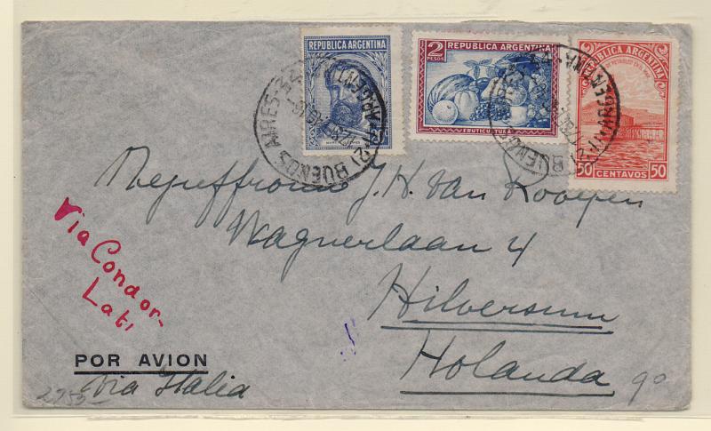 2711.jpg -     Lote:    2711      Lotes pelo Correio              Descrição:         Argentina. Sobrescrito circulado de Buenos Aires (17.09.40) para a Holanda via LATI. Censurada na Alemanha..         Carta       Valor Base:     &euro; 12,00     Valor Venda:     Retirado     