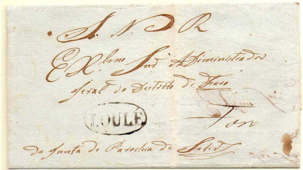 0123.jpg -     Lote:    123            Portugal        Descrição:         Loulé &mdash; A sépia, GM LLE2 em carta datada de Salir (08.04.40) para Faro, isenta de porte.        Carta       Valor Base:     &euro; 48,00     Valor Venda:     &euro; 55,00     