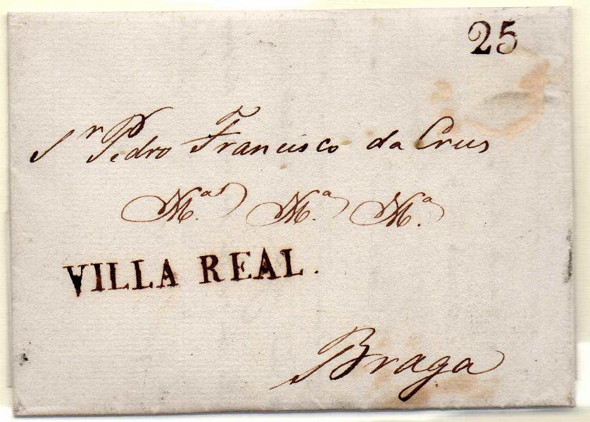 0167.jpg -     Lote:    167            Portugal        Descrição:         Vila Real &mdash; A sépia, GM VRL2 em carta datada de Murça (16.11.14) para Braga, com o porte de 25 reis batido a sépia.        Carta       Valor Base:     &euro; 15,00     Valor Venda:     &euro; 15,00     