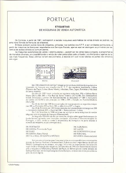 0013.jpg -     Lote:    13      Etiquetas      Lotes Especiais       Descrição:      Portugal &mdash;   Colecção especializada de etiquetas desde CE 1 até CE26 composta por: séries novas e usadas, uma variedade imensa de impressões com cores e valores não catalogados, bem como duplas afixações de taxas não catalogadas, vaiedade de linhas, sobrescritos de 1.º dia, postais máximos, para todas as máquinas, com séries com taxas para todos os anos. Provavelmente uma das mlehores olecções de etiquetas conhecidas. Na valorização não foram tidas em conta as séries não catalogadas, assim como as variedades e sobrescritos. Valor de catálogo &euro; 62.535,00.        Lote       Valor Base:     &euro; 10.000,00     Valor Venda:     &euro; 7.500,00     