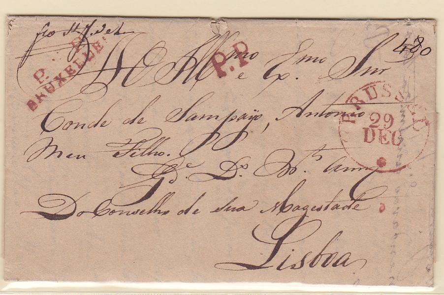 0192.jpg -     Lote:    192            Portugal       Descrição:         Lisboa * Cartas do Estrangeiro &mdash; arta remetida de Brno (29.10.29) para Lisboa, via Bruxelas (carimbo a vermelho "P.P / BRUXELLES + BRUSSEL / 29 / DEC". Porteada à chegada com 480 reis manuscrito a sépia.        Carta       Valor Base:     &euro; 20,00     Valor Venda:     &euro; 20,00       