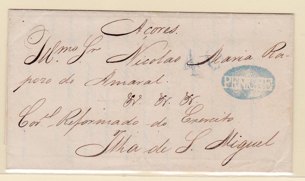 0205.jpg -     Lote:    205            Portugal       Descrição:         Peniche -  A verde-azul, GM PNI2 em carta datada de Peniche (01.04.41) para S. Miguel, com o porte de 40 reis batido a verde-azul.        Carta       Valor Base:     &euro; 25,00     Valor Venda:     Retirado     
