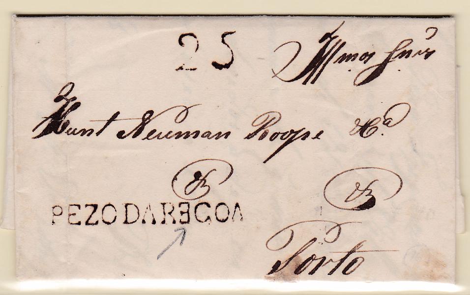 0207.jpg -     Lote:    207            Portugal       Descrição:         Pezo da Regoa &mdash; A sépia, GM PRG2 em carta datada de Fonte do Pero (11.10.34) para o Porto, com o porte de 25 reis manuscrito a sépia.        Carta       Valor Base:     &euro; 20,00     Valor Venda:     &euro; 32,00       