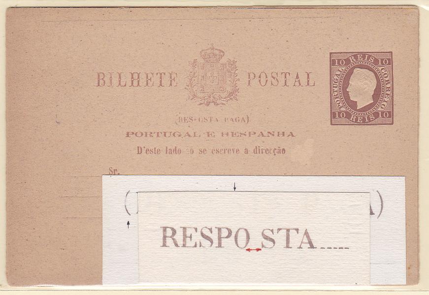 0232.jpg -     Lote:    232            Portugal       Descrição:         1880/81 &mdash; D. Luís I. Fita direita. Impressão em relevo. OM8a. Inteiro com impressão deficiente, conforme desenhos. Colado à esquerda.        IN       Valor Base:     &euro; 5,00     Valor Venda:     Retirado     