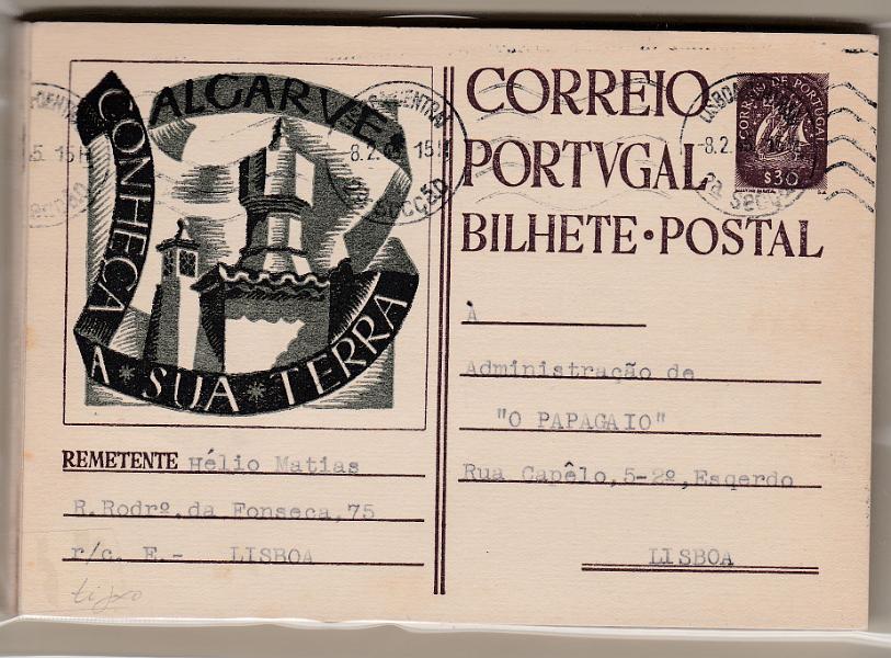 0261.jpg -     Lote:    261            Portugal       Descrição:         1944 &mdash; Selo tipo Caravela. 3.ª Série SPP "CONHEÇA A SUA TERRA". OM 104, $30. Série completa de A a AJ, todos circulados. Muito rara a coleção completa.        IC       Valor Base:     &euro; 50,00     Valor Venda:     &euro; 50,00       
