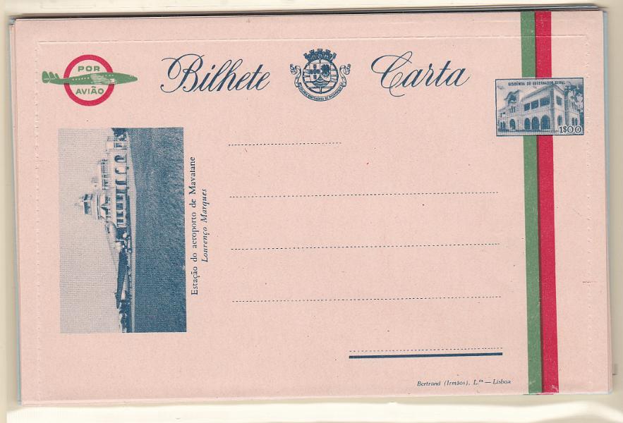 0328.jpg -     Lote:    328            Moçambique       Descrição:         1948 &mdash; Vistas de Moçambique. Bilhetes-cartas de correio aéreo. Lote com 12 exemplares: OM2, 1$00 (B, C, D e E) + OM4, 1$75 (F) + OM5, 1$75 (H, J e L) + OM7, 2$50 (A e K) + OM8, 2$50 (G e I). Muito bem conservados.        IN       Valor Base:     &euro; 20,00     Valor Venda:     &euro; 20,00       