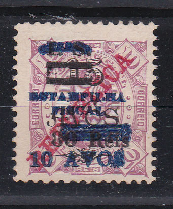 0418.jpg -     Lote:    418      Fiscais              Descrição:         Fiscais. Timor. 1932 &mdash; D. Carlos com sobretaxa e sobrecarga "Estampilha Fiscal / 10 avos s/ 80 reis s/ 15 avos s/ 10 reis", PB 180.        *       Valor Base:     &euro; 7,00     Valor Venda:     &euro; 7,00       