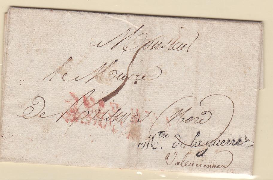 0499.jpg -     Lote:    499      Correio Militar             Descrição:         1812 &mdash; Guerras Napoleónicas. Carta remetida de Paris (09.03.12) do Ministério da Guerra para Valenciennes para o Comando da 4.ª Divisão *  L'Armée de Portugal).        Carta       Valor Base:     &euro; 30,00     Valor Venda:     &euro; 30,00       