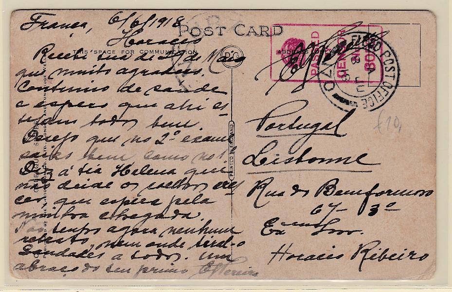 0501.jpg -     Lote:    501      Correio Militar             Descrição:         1914/19 &mdash; 1.ª Guerra Mundial. Isentos de franquia. Postal ilustrado remetido por militar destacado em Inglaterra, isento de franquia.        PI       Valor Base:     &euro; 15,00     Valor Venda:     Retirado     