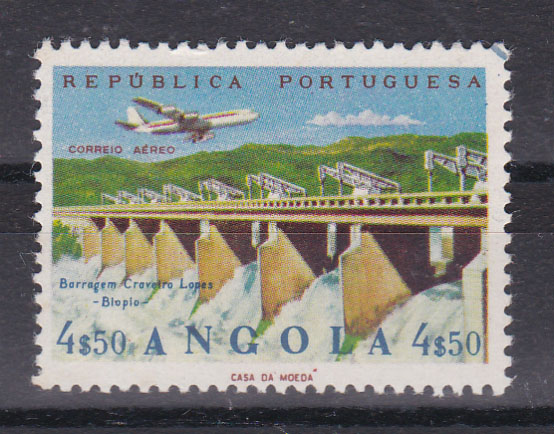 0603.jpg -     Lote:    603            Angola       Descrição:         1965 &mdash; Correio Aéreo. Empreendimentos de Angola. CE CA25, 4$50. Prova de cor.         PRV       Valor Base:     &euro; 15,00     Valor Venda:     &euro; 15,00       