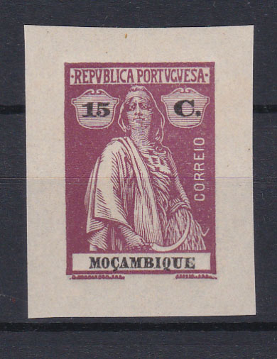 0619.jpg -     Lote:    619            Moçambique       Descrição:         1914 &mdash; Ceres. CE163, 15C. Prova não denteada, com largas margens, em papel liso.        PRV       Valor Base:     &euro; 5,00     Valor Venda:     &euro; 8,00       
