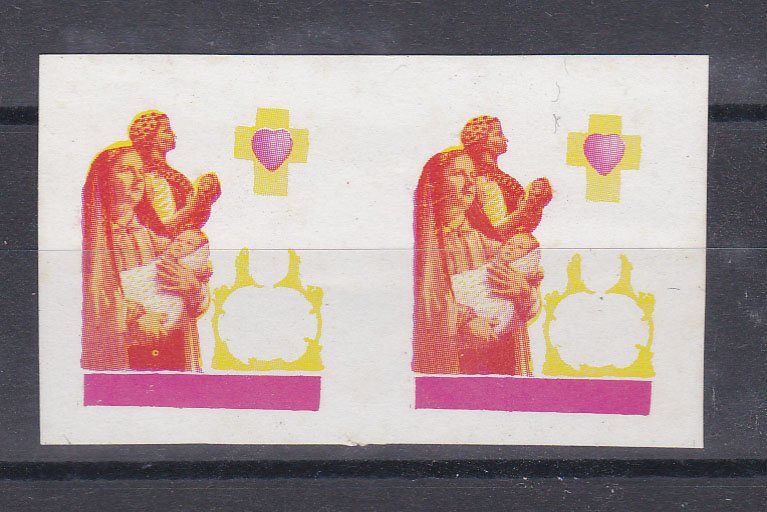 0627.jpg -     Lote:    627            Moçambique       Descrição:         1972/73 &mdash; Imposto postal. Assistência Pública. CE IP 72/74. Par de provas progressivas, não denteada em papel esmalte, gomado.        PRV       Valor Base:     &euro; 8,00     Valor Venda:     &euro; 12,00       