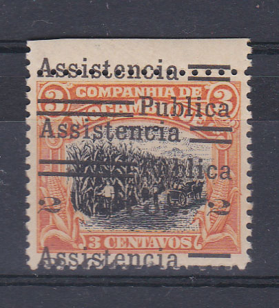 0731.jpg -     Lote:    731            Companhia de Moçambique       Descrição:         1932 &mdash; Imposto Postal. Assistência Pública. Motivos locais, com sobretaxa. CE IP1, 2c s/ 3c laranja e preto. Selo com tripla sobretaxa. NÃO CATALOGADO.        ***       Valor Base:     &euro; 30,00     Valor Venda:     &euro; 100,00       