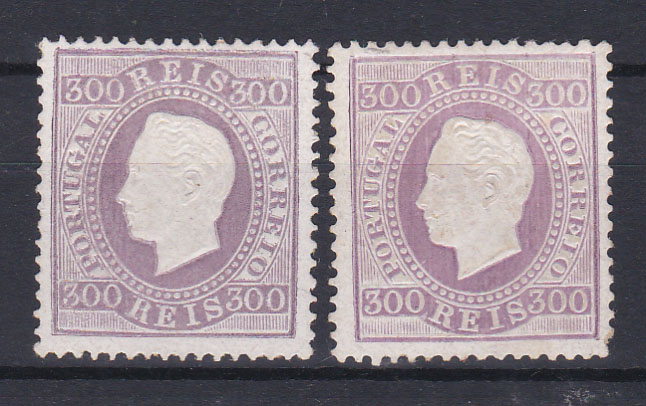 0812.jpg -     Lote:    812            Portugal       Descrição:         1870/76 &mdash; D. Luís I. Fita direita. CE47, 300 reis, papel porcelana, denteado 13 &frac12;. Dois selos com os cunhos I e II. Valor de catálogo &euro; 420,00.        **       Valor Base:     &euro; 40,00     Valor Venda:     &euro; 65,00       