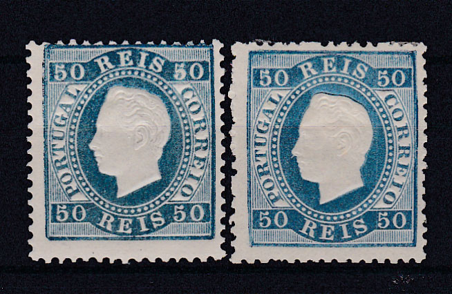 0818.jpg -     Lote:    818            Portugal       Descrição:         1879/80 &mdash; D. Luís I. Fita direita. Novas cores. CE50, 50 reis, denteado 12 &frac12;, papel liso. Três selos com cunhos I, II. Valor de catálogo &euro; 1.100,00.        **       Valor Base:     &euro; 90,00     Valor Venda:     &euro; 220,00       