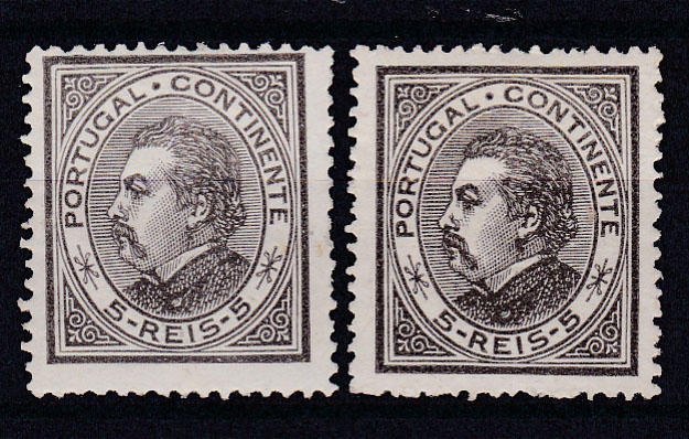 0822.jpg -     Lote:    822            Portugal       Descrição:         1880/81 &mdash; D. Luís I. De perfil. CE52, 5 reis preto, papel porcelana. Lote de dois selos em denteados 12 &frac12; e 13 &frac12;. Valor de catálogo &euro; 535,00.        **       Valor Base:     &euro; 50,00     Valor Venda:     &euro; 50,00       