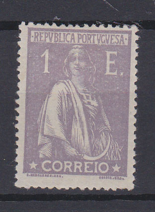 0885.jpg -     Lote:    885            Portugal       Descrição:         1920/22 &mdash; Ceres. Novas taxas e cores. CE 248, 1E violeta claro, papel liso, denteado 15x14. MB. Valor de catálogo &euro; 310,00.        **       Valor Base:     &euro; 40,00     Valor Venda:     Retirado     