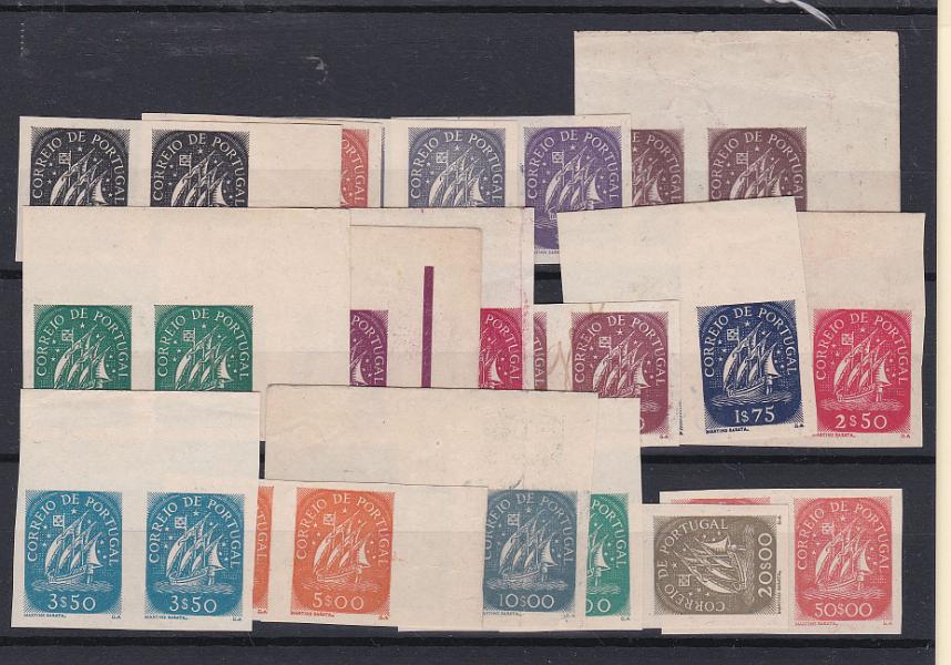 0925.jpg -     Lote:    925            Portugal       Descrição:         1943 &mdash; Caravela. CE617/33. Série completa em pares não denteados. Valor de catálogo denteados &euro; 3.400,00.        ***       Valor Base:     &euro; 450,00     Valor Venda:     &euro; 550,00       