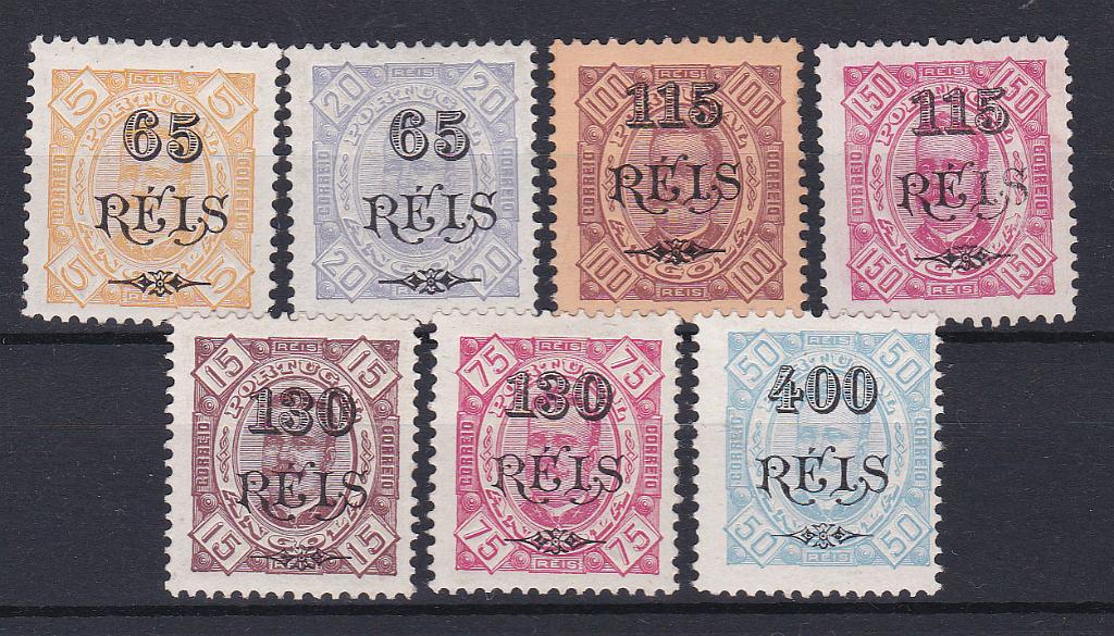 1035.jpg -     Lote:    1035            Angola       Descrição:         1902 &mdash; D. Carlos I, tipo Diogo Neto. CE 62/72. Série completa em denteado 11 &frac12;. Selo de 115 s/ 100 reis muito bonito. Selo de 115 s/ 150 reis sem goma. Valor de catálogo &euro; 780,00.        **       Valor Base:     &euro; 250,00     Valor Venda:     &euro; 250,00       