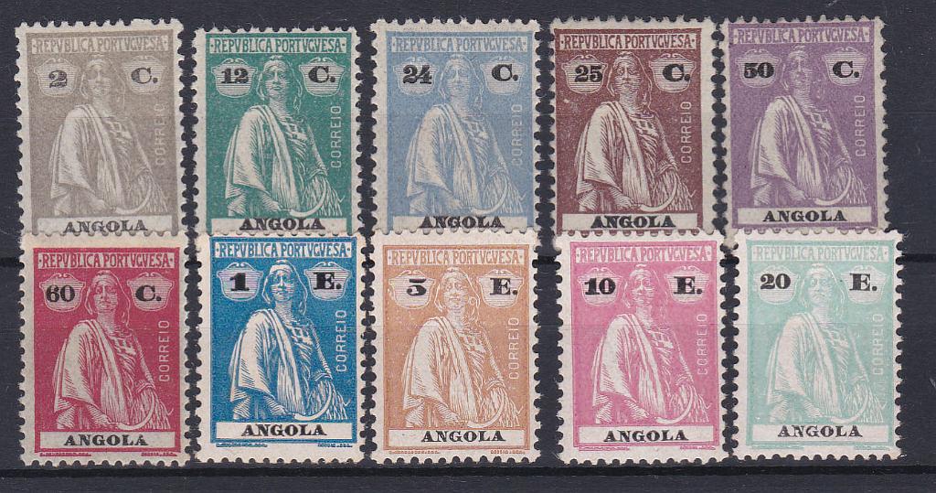 1067.jpg -     Lote:    1067            Angola       Descrição:         1925/26 &mdash; Ceres. Novas cores e valores. CE 212/221. Série completa. Valor de catálogo &euro; 302,00.        **       Valor Base:     &euro; 90,00     Valor Venda:     &euro; 90,00       
