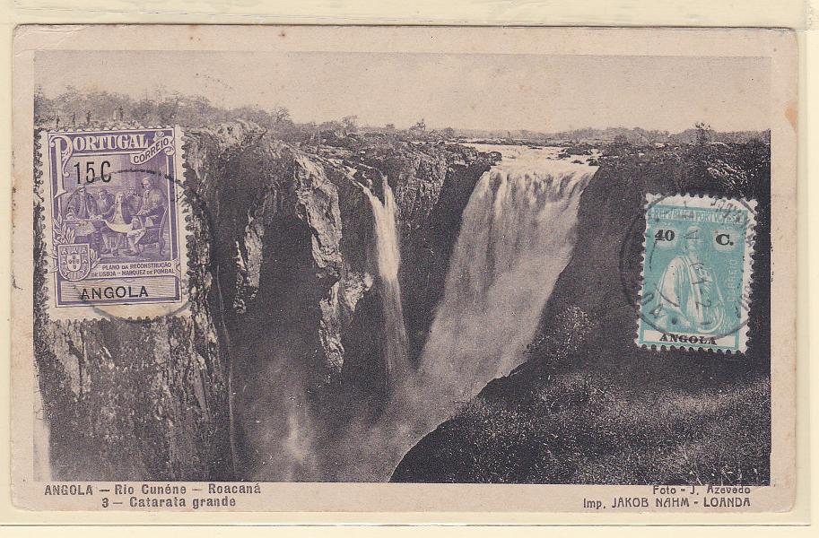 1089.jpg -     Lote:    1089            Angola       Descrição:         1925 &mdash; Imposto Postal * Monumento ao Marquês de Pombal + Ceres. Postal ilustrado circulado de Luanda (07.05.30) para a Tapa / Estónia (31.05.30) com selos de 40c CE207 e 15C CE IP2 (Plano). MR.        PI       Valor Base:     &euro; 50,00     Valor Venda:     Retirado     