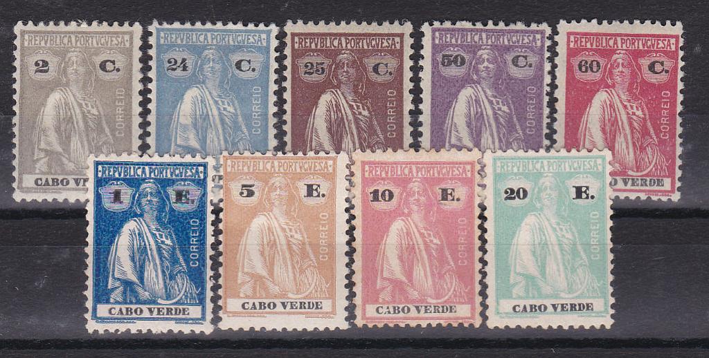 1121.jpg -     Lote:    1121            Cabo Verde       Descrição:         1926 &mdash; Ceres. Novas cores e valores. CE 189/197. Série completa. Valor de catálogo &euro; 155,00.        **       Valor Base:     &euro; 35,00     Valor Venda:     Retirado     