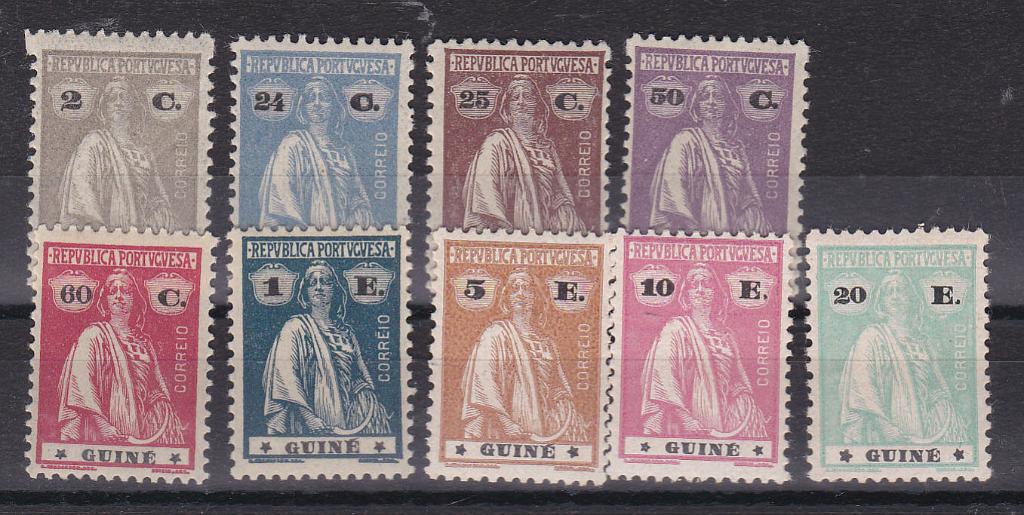 1138.jpg -     Lote:    1138            Guiné       Descrição:         1925 &mdash; Ceres. Novas cores e valores. CE 192/200. Série completa. Série MB com muito leve sinal de charneira. Valor de catálogo &euro; 227,00.         **       Valor Base:     &euro; 55,00     Valor Venda:     Retirado     