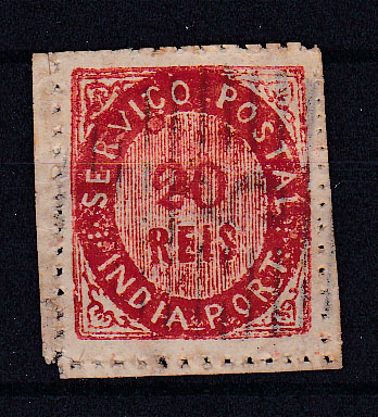 1153.jpg -     Lote:    1153            Índia       Descrição:         1871 &mdash; Nativos. Tipo II. CE9, 20 reis vermelho, papel espesso. Valor de catálogo &euro; 185,00.        O       Valor Base:     &euro; 38,00     Valor Venda:     Retirado     